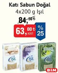 IŞIL KATI SABUN 4 X 200 G fiyat ve kampanya bilgisi